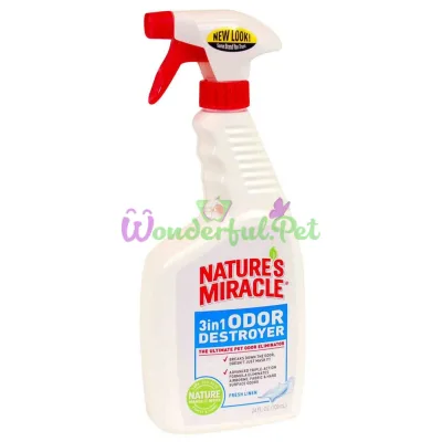 Спрей-устранитель Nature's Miracle 3in1 Odor Destroyer Fresh Linen для удаления запахов, с ароматом свежего белья 710 мл