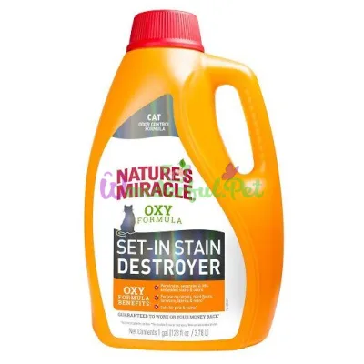Спрей-устранитель Nature's Miracle Set-In Stain Destroyer Oxy Formula для удаления пятен и запахов от кошек, с формулой активного кислорода 3,7 л