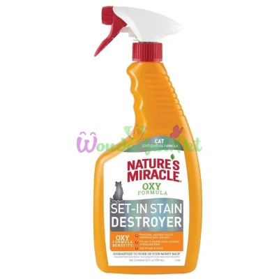 Спрей-устранитель Nature's Miracle Set-In Stain Destroyer Oxy Formula для удаления пятен и запахов от кошек, с формулой активного кислорода 709 мл