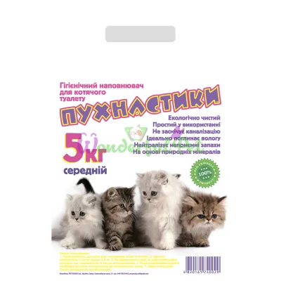 Наповнювач бентонитовий Пушистики , середний, без аромату, 5кг, 4шт уп