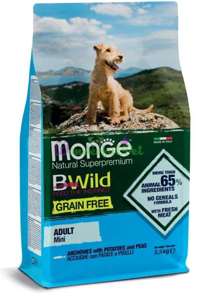 Сухой корм MONGE DOG BWILD GF Mini Anchovies 2.5 кг