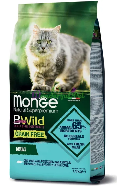 Monge Cat BWild Grain Free Cod Fish Dry Food 1.5 kg