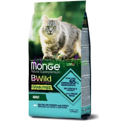 Monge Cat BWild Grain Free Cod Fish Dry Food 1.5 kg