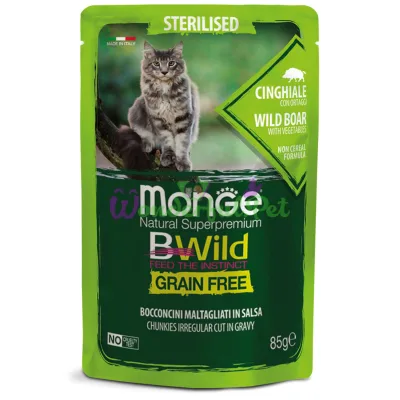Влажный корм MONGE CAT BWILD GRAIN FREE WET Sterilized Wild boar Vegetables 85 г