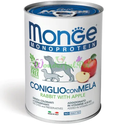 Вологий корм MONGE DOG FRUIT MONOPROTEIN Rabbit Apple 400 г