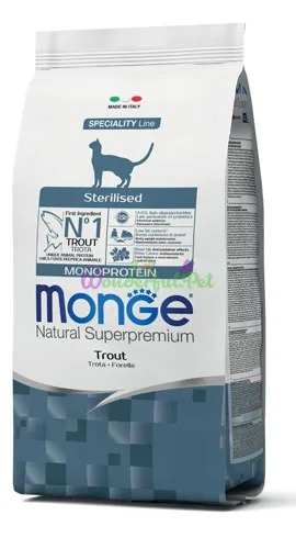 MONGE CAT Sterilised Trout Dry Food 10 kg