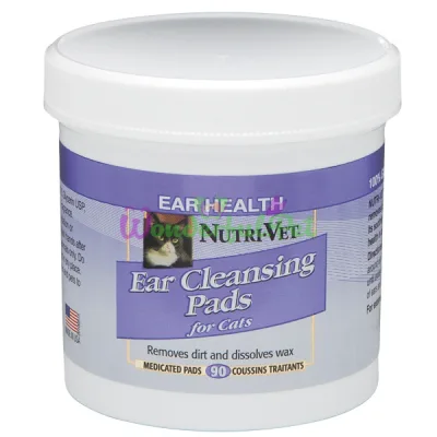 Влажные салфетки для гигиены ушей Nutri-Vet Feline Ear Wipe Cat 90 шт