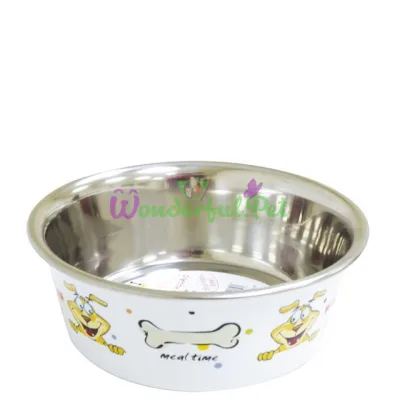 Миска CROCI сатин Woof, белая на резин. основе, нерж., 0,85л, 17 см