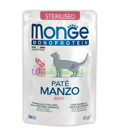 MONGE CAT MONOPROTEIN 100% Sterilised Beef Wet Cat Food 85 g