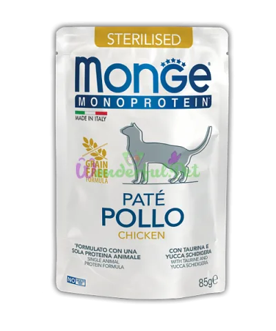 MONGE CAT MONOPROTEIN 100% Sterilised Chicken Wet Cat Food 85 g