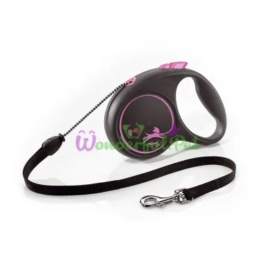 Рулетка FLEXI BLACK DESIGN XS 3 м шнур розовая