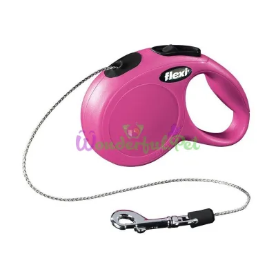 Рулетка FLEXI NEW CLASSIC CAT XS 3 м шнур рожева