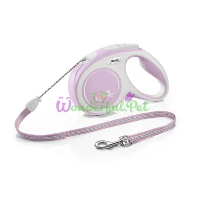 Рулетка FLEXI New Comfort Cord M, 5 м, до 20 кг, шнур, розовая (2908) (12 шт кор)