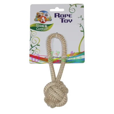 Игрушка для собак CROCI ECO канат грейфер мяч c ручкой, котон+сезаль, 12х29 см