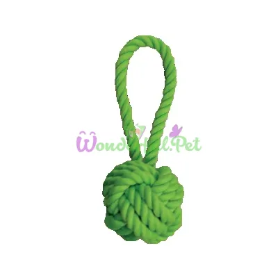 Игрушка для собак CROCI JUICE канат с узловым мячом, цвет яблоко, 18 см