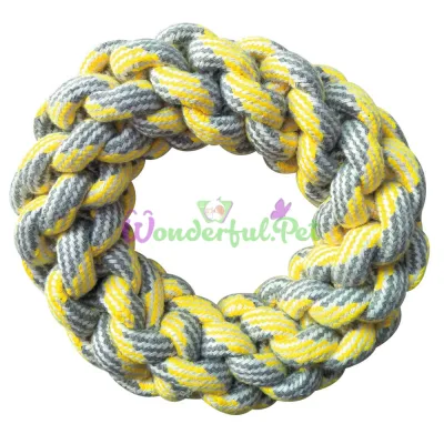 Игрушка для собак CROCI PASTEL Бублик плетёный, хлопковый канат, жёлтый, 18 см