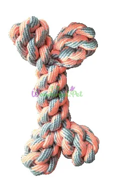 CROCI PASTEL Braided Cotton Rope Bone for Dogs, Orange, 20 cm
