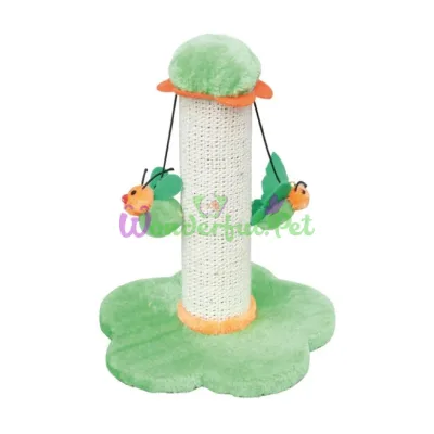 Когтеточка CROCI Mini Flowers, столбик на подставке с игрушкой, 25х25х30 см