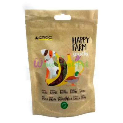 Ласощі мясні HAPPY FARM, качка з бананом, 80гр, 12пач уп (ціна за 1 пач)