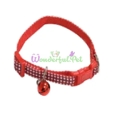 Набор ошейник + поводок MINI PICNIC, с дзвиночком, красный, нейлон, 16-24х0,8см 0,8х120см