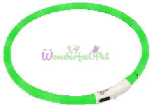 Ошейник що свититься, LED, USB, силикон, зеленый, 40см