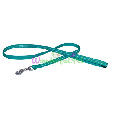 Поводок SOFT REFLECTIVE светоотражающий, мягкий, голубой, нейлон, 120х2 см