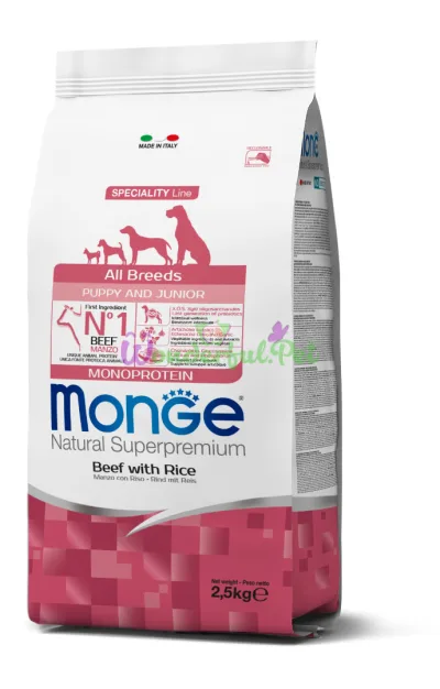 Сухий корм MONGE DOG All breeds Puppy Junior Mono Beef Rice 2.5 кг