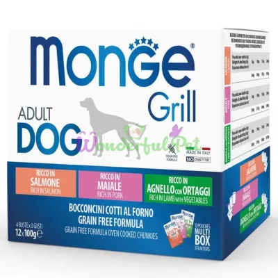 Вологий корм MONGE DOG GRILL MIX Salmon Lamb Pork 12 шт x 100 г