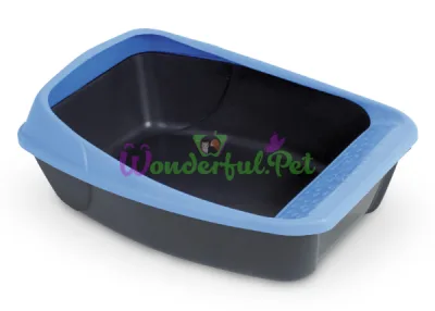 Туалет для котів з рамкою VIRGO DARK GREY BLUE 52x39x20 см