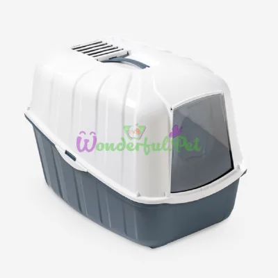 KOMODA Dark Blue Covered Cat Litter Box with Filter, 54x39x40 cm