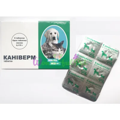 Таблетки Bioveta Caniverm Каніверм 175 мг, 6 таб.
