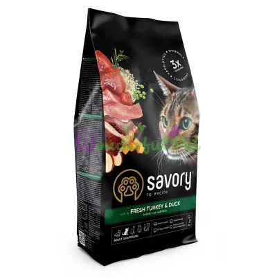 Сухой корм Savory Adult Gourmand Cat Turkey Duck 2 кг