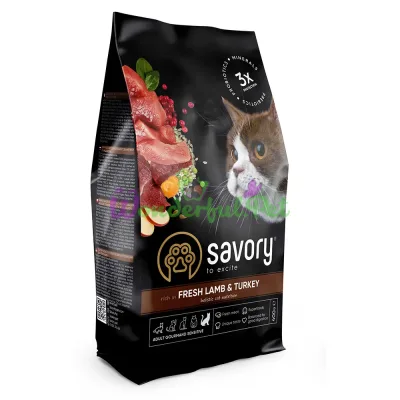 Savory Sensitive Adult Cat Turkey & Lamb Dry Food 400 g