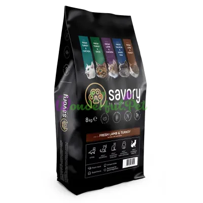 Сухий корм Savory Adult Gourmand Sensitive Cat Turkey Lamb 8 кг