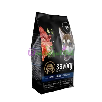 Savory Junior Large Breed Turkey Chicken Dry Food 3 kg