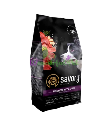 Сухий корм Savory Adult Dog Medium Breed Turkey Lamb 1 кг
