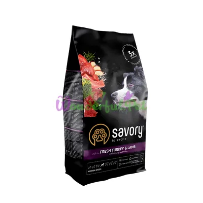 Сухой корм Savory Adult Dog Medium Breed Turkey Lamb 1 кг