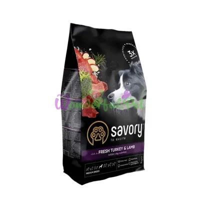 Сухий корм Savory Adult Dog Medium Breed Turkey Lamb 3 кг