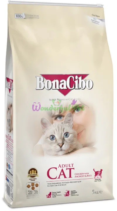 BonaCibo Adult Cat Chicken Rice Anchovy 5 кг