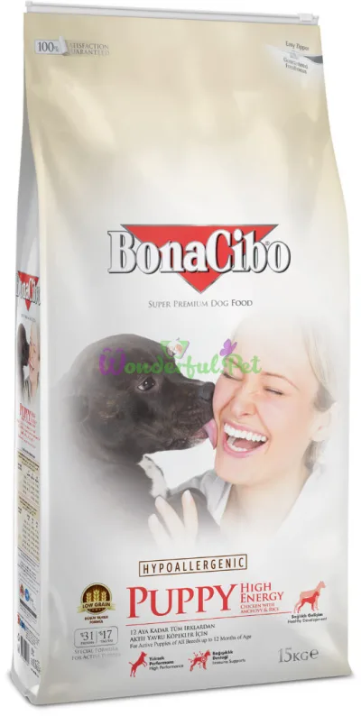 BonaCibo Puppy High Energy Chicken Rice with Anchovy 15 kg