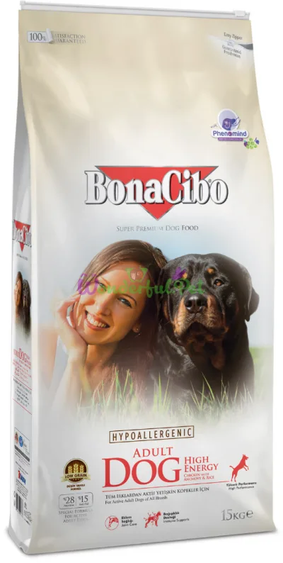 BonaCibo Adult Dog High Energy Chicken Rice with Anchovy 15 kg