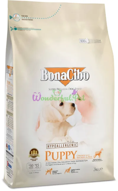 BonaCibo Puppy Chicken Rice with Anchovy 3 kg