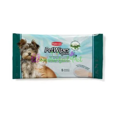 Pet Wipes Glove Очищаючи вологи рукавички с протеинами шовку PADOVAN Pet Wipes Glove 5 шт