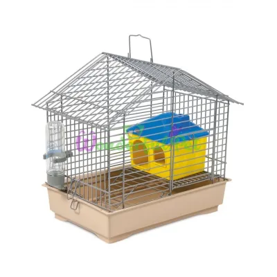 Priroda Djungarik Rodent Cage with House Chrome / Beige 30 x 20 x 24 cm