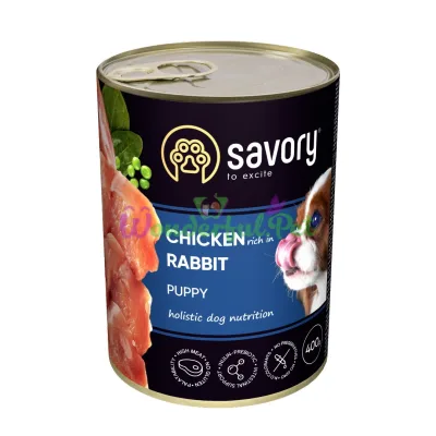 Влажный корм Savory Dog All breeds Puppy с кроликом k 400 г