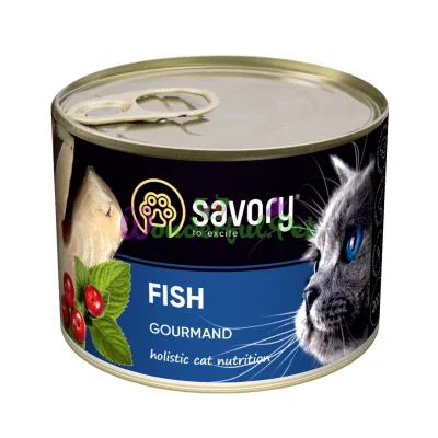 Влажный корм Savory Cat Can Adult для привередливых котов Рыба k 200 г