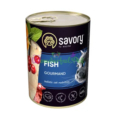 Влажный корм Savory Cat Can Adult для привередливых котов Рыба k 400 г