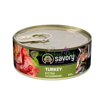 Влажный корм Savory Cat Can Kitten индейка k 100 г