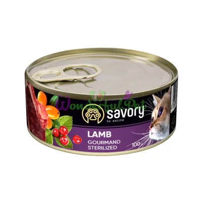 Влажный корм Savory Cat Can Adult Sterilised ягненок k 100 г