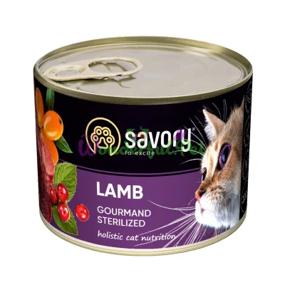 Влажный корм Savory Cat Can Adult Sterilised ягненок k 200 г